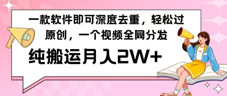 一款软件深度去重，轻松过原创，一个视频全网分发，纯搬运月入2W+-小艾网创