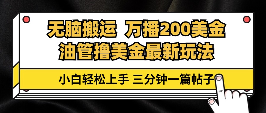 油管无脑搬运撸美金玩法教学，万播200刀，三分钟一篇帖子，小白轻松上手-小艾网创