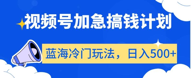 视频号加急搞钱计划，蓝海冷门玩法，日入500+【揭秘】-小艾网创
