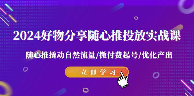 2024好物分享-随心推投放实战课 随心推撬动自然流量/微付费起号/优化产出-小艾网创