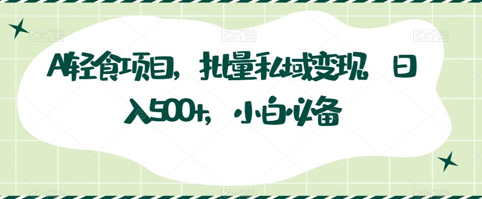 AI轻食项目，批量私域变现，日入500+，小白必备-小艾网创