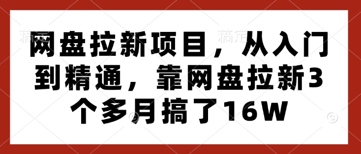 网盘拉新项目，从入门到精通，靠网盘拉新3个多月搞了16W-小艾网创