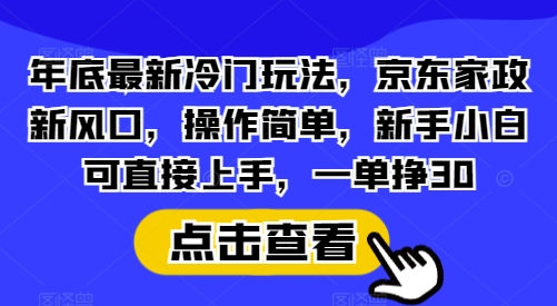 年底最新冷门玩法，京东家政新风口，操作简单，新手小白可直接上手，一单挣30【揭秘】-小艾网创