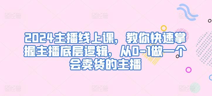 2024主播线上课，教你快速掌握主播底层逻辑，从0-1做一个会卖货的主播-小艾网创
