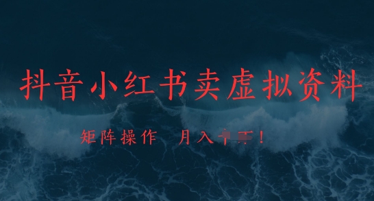 抖音小红书卖虚拟资料，市场需求一直存在，矩阵操作，月入1w+-小艾网创