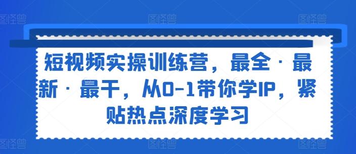 短视频实操训练营，最全·最新·最干，从0-1带你学IP，紧贴热点深度学习-小艾网创
