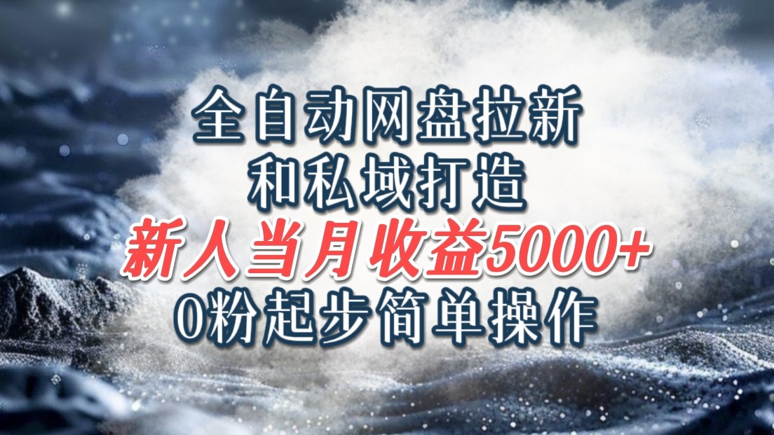 全自动网盘拉新和私域打造，0粉起步简单操作，新人入门当月收益5000以上-小艾网创