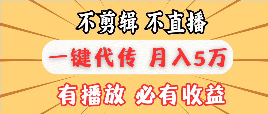 不剪辑不直播，一键代发，月入5万懒人必备，我出视频你来发-小艾网创