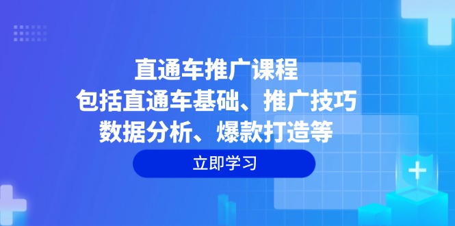 直通车推广课程：包括直通车基础、推广技巧、数据分析、爆款打造等-小艾网创