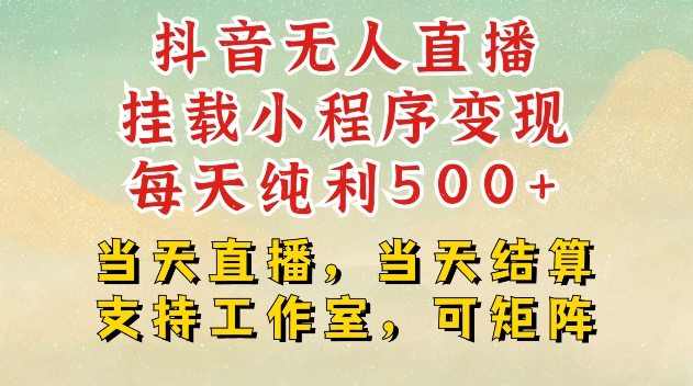 抖音无人直播挂载小程序变现每天纯利500+当天直播，当天结算支持工作室，可矩阵【揭秘】-小艾网创