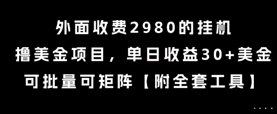 外面收费2980的挂G撸美金项目，单日收益30+美金，可批量可矩阵【揭秘】-小艾网创