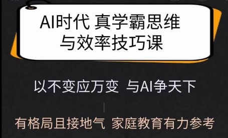 Ai时代真学霸思维与学习方法课，有格局且接地气，家庭教育有力参考-小艾网创