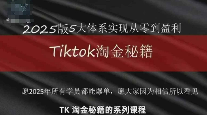 TikTok跨境2025淘金秘籍，​2025TikTok从0到盈利变现-小艾网创