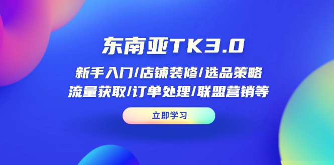 东南亚TK3.0：新手入门/店铺装修/选品策略/流量获取/订单处理/联盟营销等-小艾网创