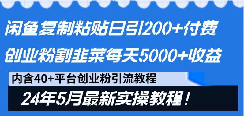 闲鱼复制粘贴日引200+付费创业粉，24年5月最新方法！割韭菜日稳定5000+收益-小艾网创