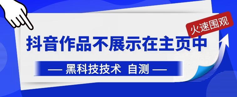 抖音黑科技：抖音作品不展示在主页中【揭秘】-小艾网创