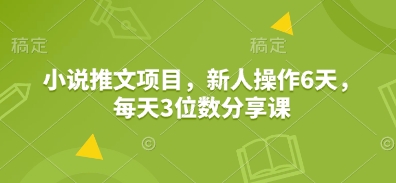 小说推文项目，新人操作6天，每天3位数分享课-小艾网创