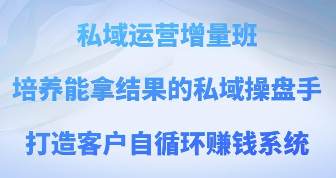 私域运营增量班，培养能拿结果的私域操盘手，打造客户自循环赚钱系统-小艾网创