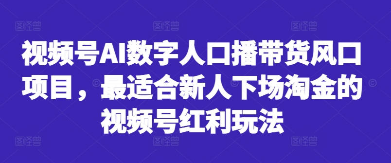 视频号AI数字人口播带货风口项目，最适合新人下场淘金的视频号红利玩法-小艾网创