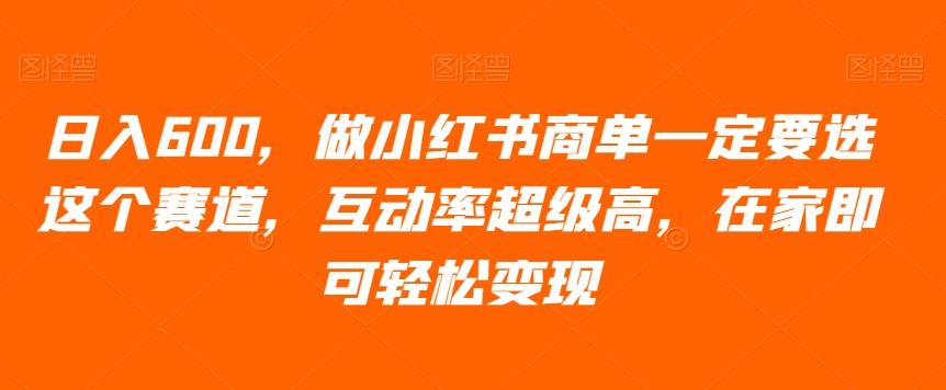 日入600，做小红书商单一定要选这个赛道，互动率超级高，在家即可轻松变现-小艾网创