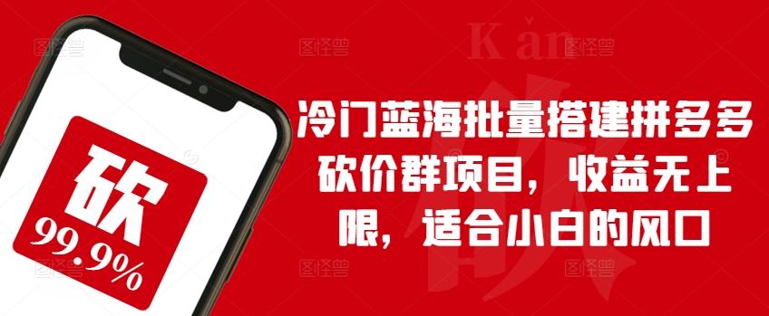 冷门蓝海批量搭建拼多多砍价群项目，收益无上限，适合小白的风口【揭秘】-小艾网创