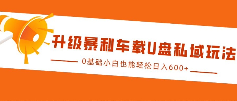 升级暴利车载U盘私域玩法，0基础小白也能轻松日入多张【揭秘】-小艾网创