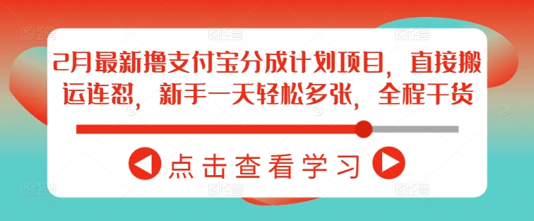 2月最新撸支付宝分成计划项目，直接搬运连怼，新手一天轻松多张，全程干货-小艾网创