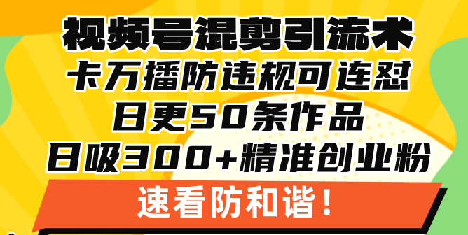 视频号混剪引流技术，500万播放引流17000创业粉，操作简单当天学会-小艾网创