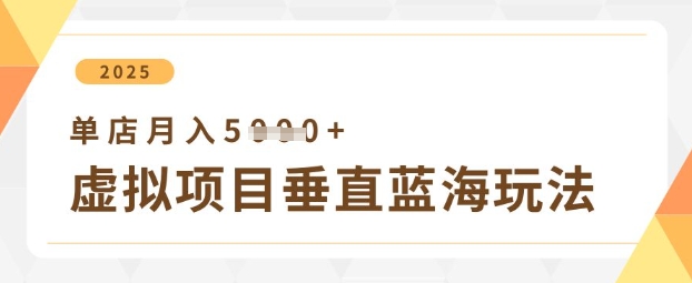 虚拟项目垂直玩法，实现单店月入5k+-小艾网创