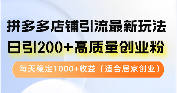 拼多多店铺引流最新玩法，日引200+高质量创业粉，每天稳定1000+收益(…-小艾网创