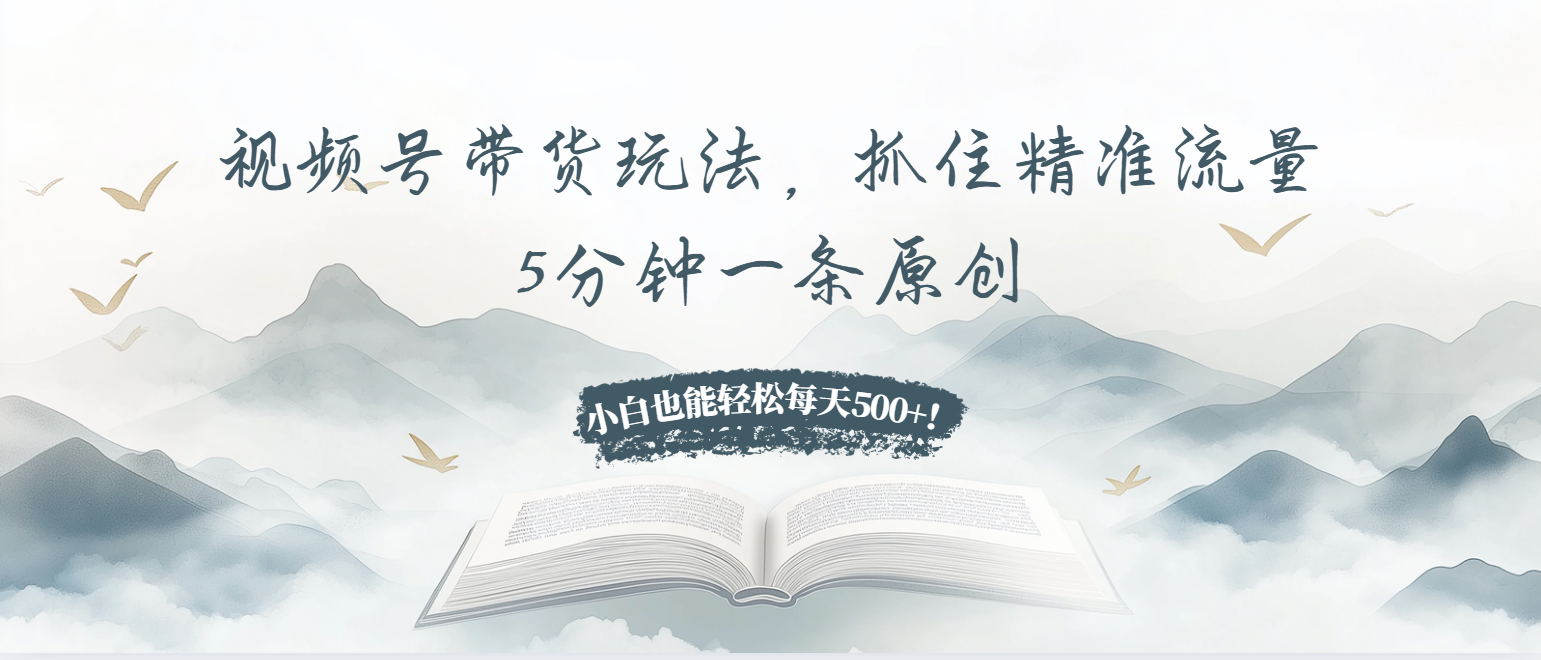 视频号带货玩法，抓住精准流量，5分钟一条原创，小白也能轻松每天500+！-小艾网创