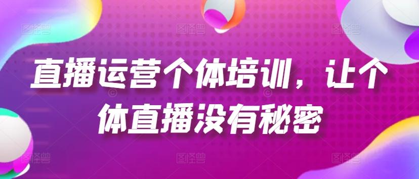 直播运营个体培训，让个体直播没有秘密，起号、货源、单品打爆、投流等玩法-小艾网创