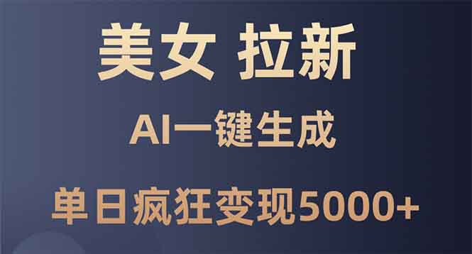 美女暴力拉新，通过AI一键生成，单日疯狂变现5000+，纯小白一学就会！-小艾网创