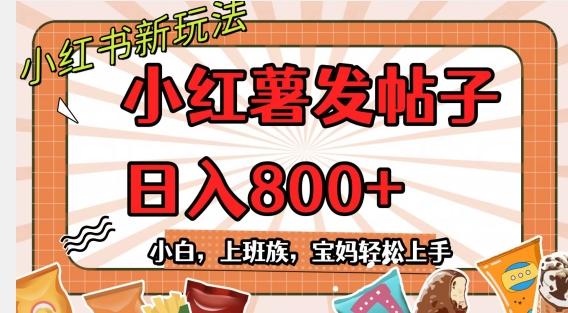 小红薯发日常帖子，日入800+小白专属项目可批量操作-小艾网创