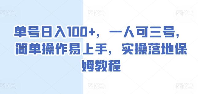 单号日入100+，一人可三号，简单操作易上手，实操落地保姆教程【揭秘】-小艾网创