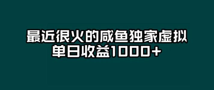 最近很火的咸鱼独家虚拟，单日收益1000+-小艾网创