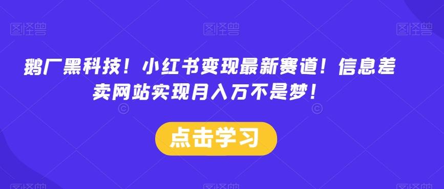 鹅厂黑科技！小红书变现最新赛道！信息差卖网站实现月入万不是梦！-小艾网创