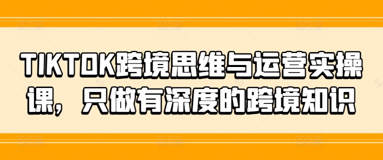 TIKTOK跨境思维与运营实操课，只做有深度的跨境知识-小艾网创