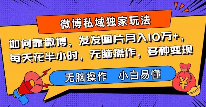 如何靠微博，发发图片月入10万+，‌每天花半小时，无脑操作，多种变现-小艾网创
