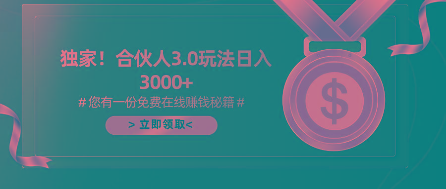 游戏合伙人3.0，日入3000+，无限扩大的蓝海项目-小艾网创