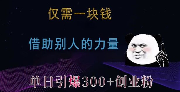 仅需一块钱，借助别人的力量，单日引爆300+创业粉、兼职粉【揭秘】-小艾网创