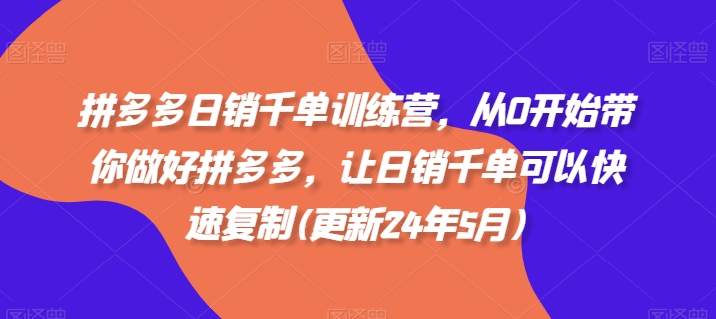 拼多多日销千单训练营，从0开始带你做好拼多多，让日销千单可以快速复制(更新24年10月)-小艾网创