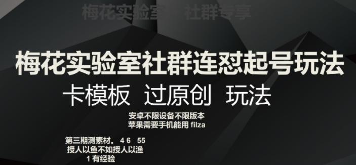 梅花实验室社群连怼起号玩法，卡模板过原创玩法【揭秘】-小艾网创