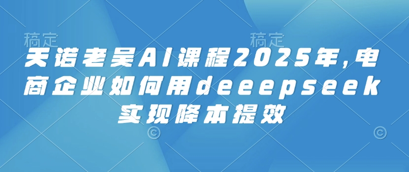 天诺老吴AI课程2025年，电商企业如何用deeepseek实现降本提效-小艾网创