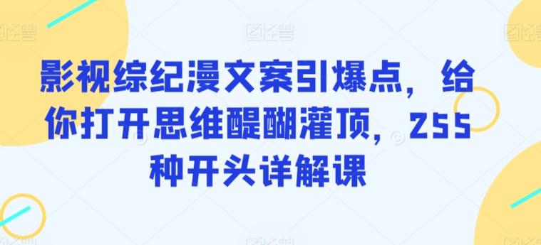 影视综纪漫文案引爆点，给你打开思维醍醐灌顶，255种开头详解课-小艾网创