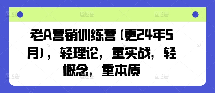 老A营销训练营(更25年6月)，轻理论，重实战，轻概念，重本质-小艾网创