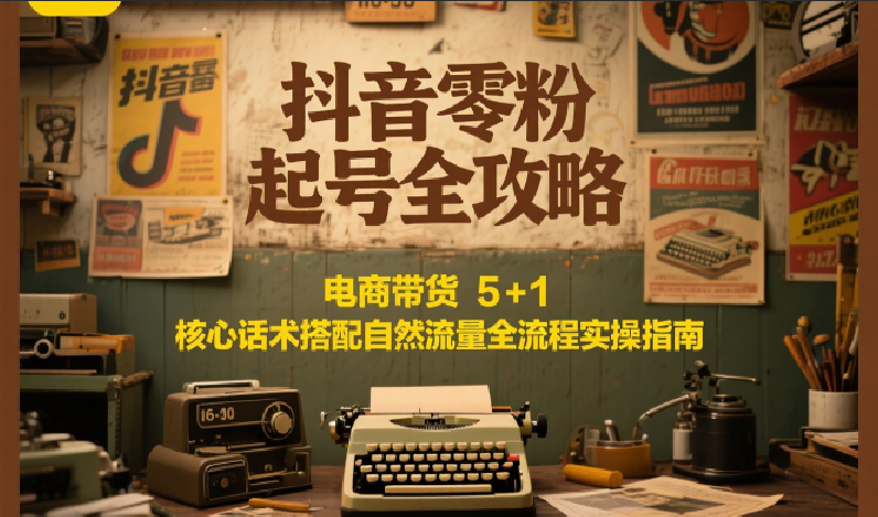 抖音零粉起号全攻略：电商带货 5+1 核心话术搭配自然流量全流程实操指南-小艾网创