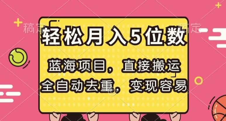 蓝海项目，直接搬运，全自动去重，变现容易，轻松月入5位数【揭秘】-小艾网创
