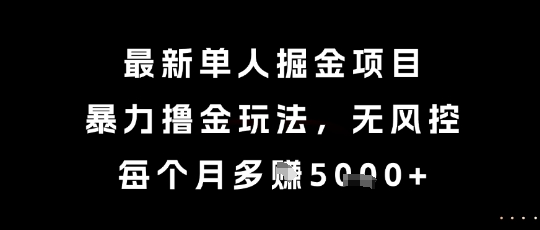 最新单人掘金项目，暴力撸金玩法，无风控，每个月多挣5k+【揭秘】-小艾网创