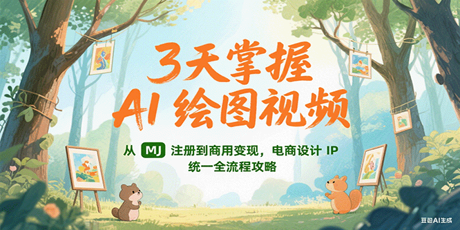 3天掌握AI绘图视频，从MJ 注册到商用变现，电商设计IP统一全流程攻略-小艾网创